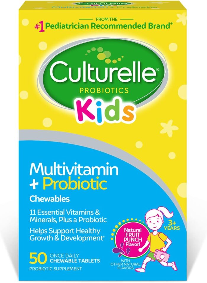 Culturelle Kids Complete Chewable Multivitamin Probiotic For Kids Ages 3 50 Count Digestive Health Oral Health Immune Support With 11 Vitamins Minerals including Vitamin C D3 Zinc