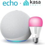 Echo 4th Gen in Glacier White bundle with TP Link Kasa Smart Color Bulb