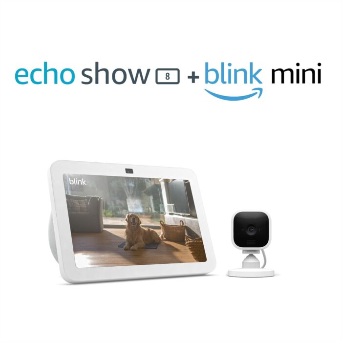 Echo Show 8 3rd Gen 2023 release with Blink Mini Glacier White