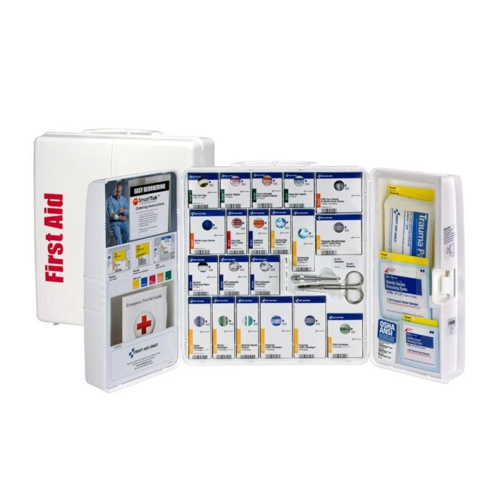 First Aid Only 1000 FAE 0103 SmartCompliance 50 Person OSHA Compliant First Aid Kit for Business Large Plastic First Aid Cabinet with Medications 245 Pieces