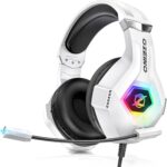 Gaming Headset for PC Ps4 Ps5 Xbox Headset with 7.1 Surround Sound Gaming Headphones with Noise Cancelling Mic RGB Light Over Ear Headphones for Xbox Series XS Switch