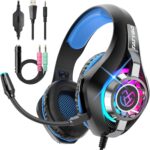 Gaming Headset for PC Ps5 Switch Mobile Gaming Headphones for Nintendo with Noise Canceling Mic Deep Bass Stereo Sound