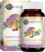 Garden of Life Multivitamin for Women Organics Womens Once Daily Multi 60 Tablets Whole Food Multi with Iron Biotin Vegan Organic Vitamin for Womens Health Energy Hair Skin and Nails