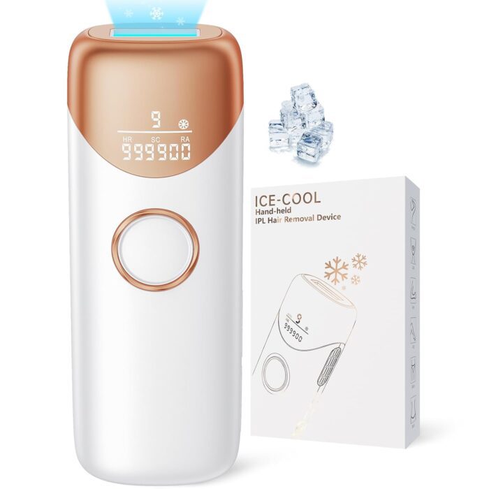 Laser Hair Removal with 5℃ Ice Cooling Painless IPL Laser Hair Removal Device 3 In 1 Ubroo At Home Hair Remover Machine for Women Men Electrolysis Permanent Epilator on Face Body Depilation Gold