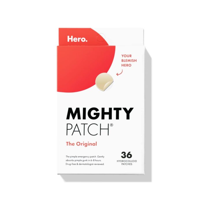 Mighty Patch™ Original patch from Hero Cosmetics Hydrocolloid Acne Pimple Patch for Covering Zits and Blemishes in Face and Skin Vegan friendly and Not Tested on Animals 36 Count