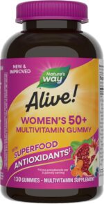 Natures Way Alive Womens 50 Daily Gummy Multivitamins Supports Multiple Body Systems Supports Healthy Heart Brain Bones B Vitamins Mixed Berry Flavored 130 Gummies Packaging May Vary