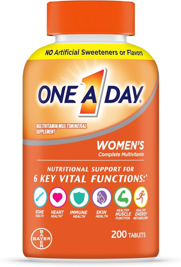 One A Day Womens Multivitamin with Vitamin A C D E and all 8 B vitamins Calcium Vitamins for Women for Bone Health Skin Health Immune Health Support 200 Count