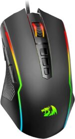 Redragon Gaming Mouse Wired Gaming Mouse with RGB Backlit 8000 DPI Adjustable Mouse with 9 Programmable Macro Buttons Fire Button Software Supports DIY Keybinds M910 K