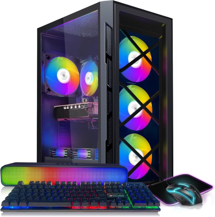 STGAubron Gaming PC Desktop GeForce GTX 1660 Super 6G GDDR6 Intel Core i7 up to 3.9G 16G RAM 512G SSD 600M WiFi BT 5.0 RGB Fan x6 RGB BT Sound Bar Windows 10 Home