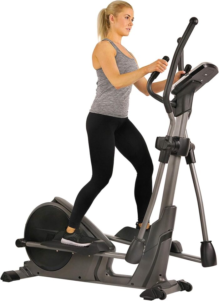 Sunny Health Fitness Programmable 16 Electro Magnetic Elliptical Cross Trainer Exercise Machine Full Body Cardio Equipment w 24 Pre Built Workouts 330LB CapacityOptional Free SunnyFit App Link