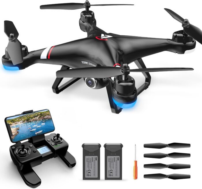 TENSSENX GPS Drone with 1080P HD Camera for Adults and Kids 5G Transmission FPV Drone TSRC X7 RC Quadcopter with 2 Batteries Auto Return Follow Me Altitude Hold Easy for Beginners