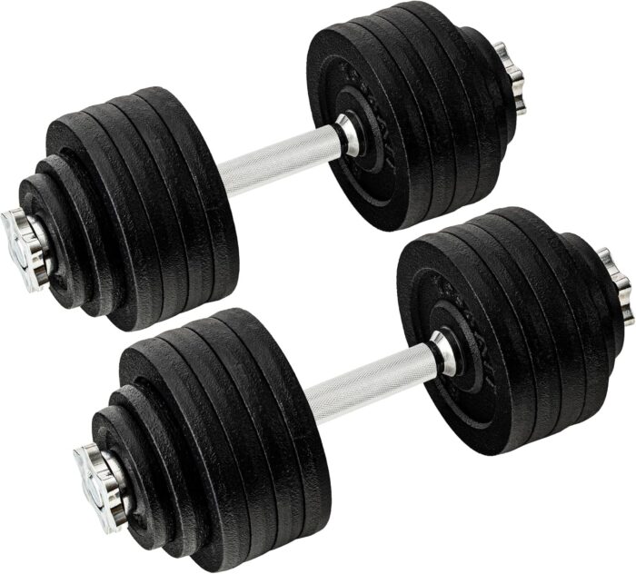 Yes4All Old School Adjustable Dumbbell Set with Weight Plates Star Lock CollarsConnector 40lbs to 200lbs Adjustable Weight Plates Set