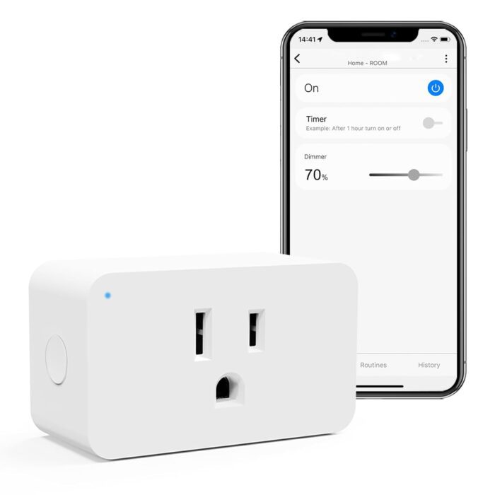 Zwave Dimmer Plug 800 Series Dimmable Zwave Outlet Built in Repeater Range Extender Smart Dimmer Plug Need Z Wave Hub Required Compatible Smartthings Alexa and More FCC and ETL 200W