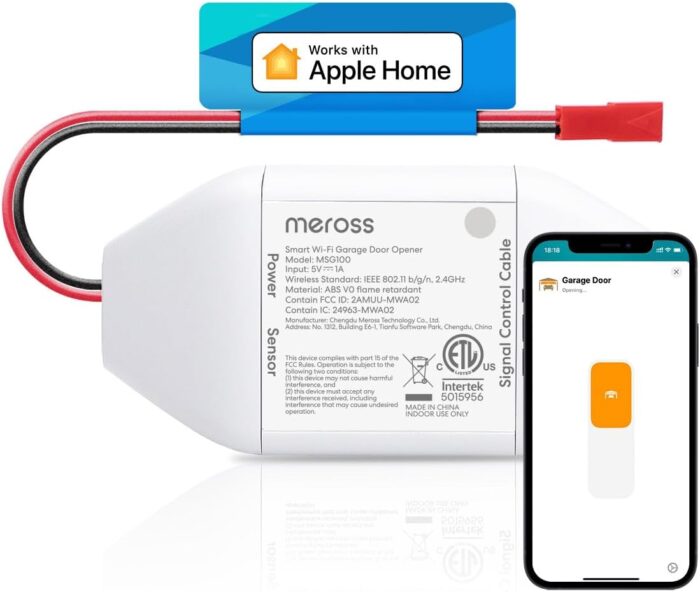 meross Smart Garage Door Opener Remote Compatible with Apple HomeKit Amazon Alexa Google Assistant SmartThings Multiple Notification Modes No Hub Needed